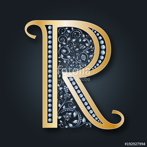 500x500 Letter Logo R Vector Golden Alphabet On A Dark Background