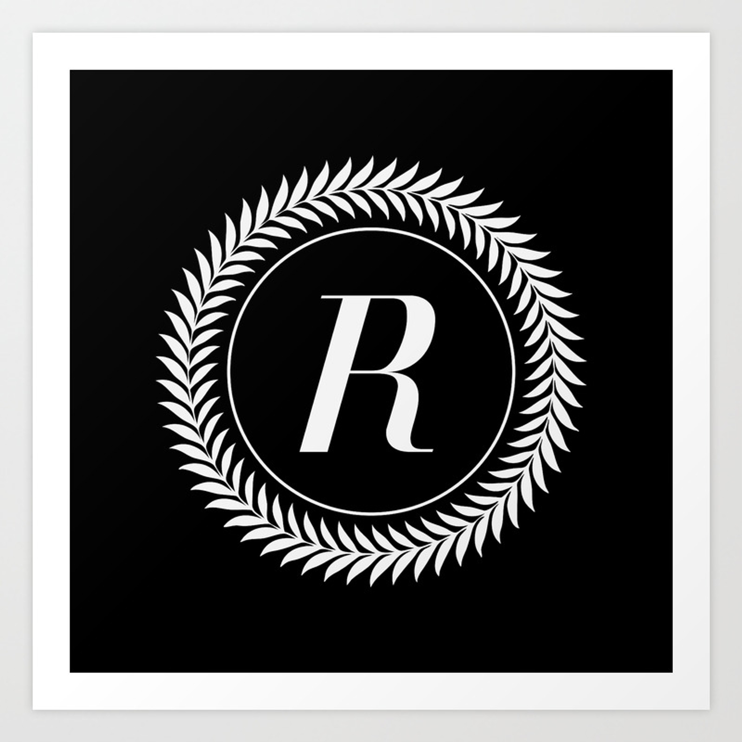 1500x1500 Monogram Laurel Wreath Design In Black