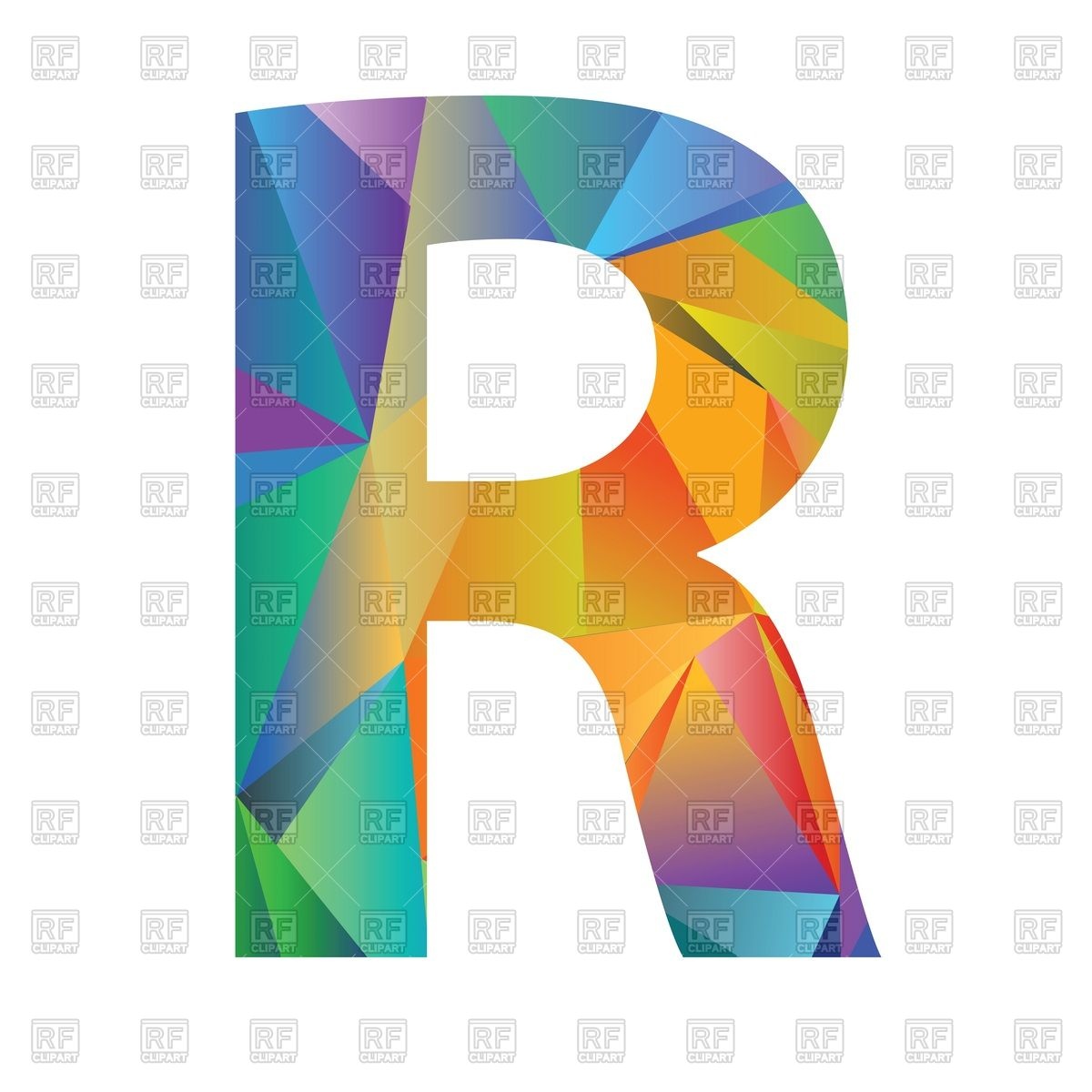 1200x1200 Motley Polygonal Font, Letter R Vector Image Of Signs, Symbols