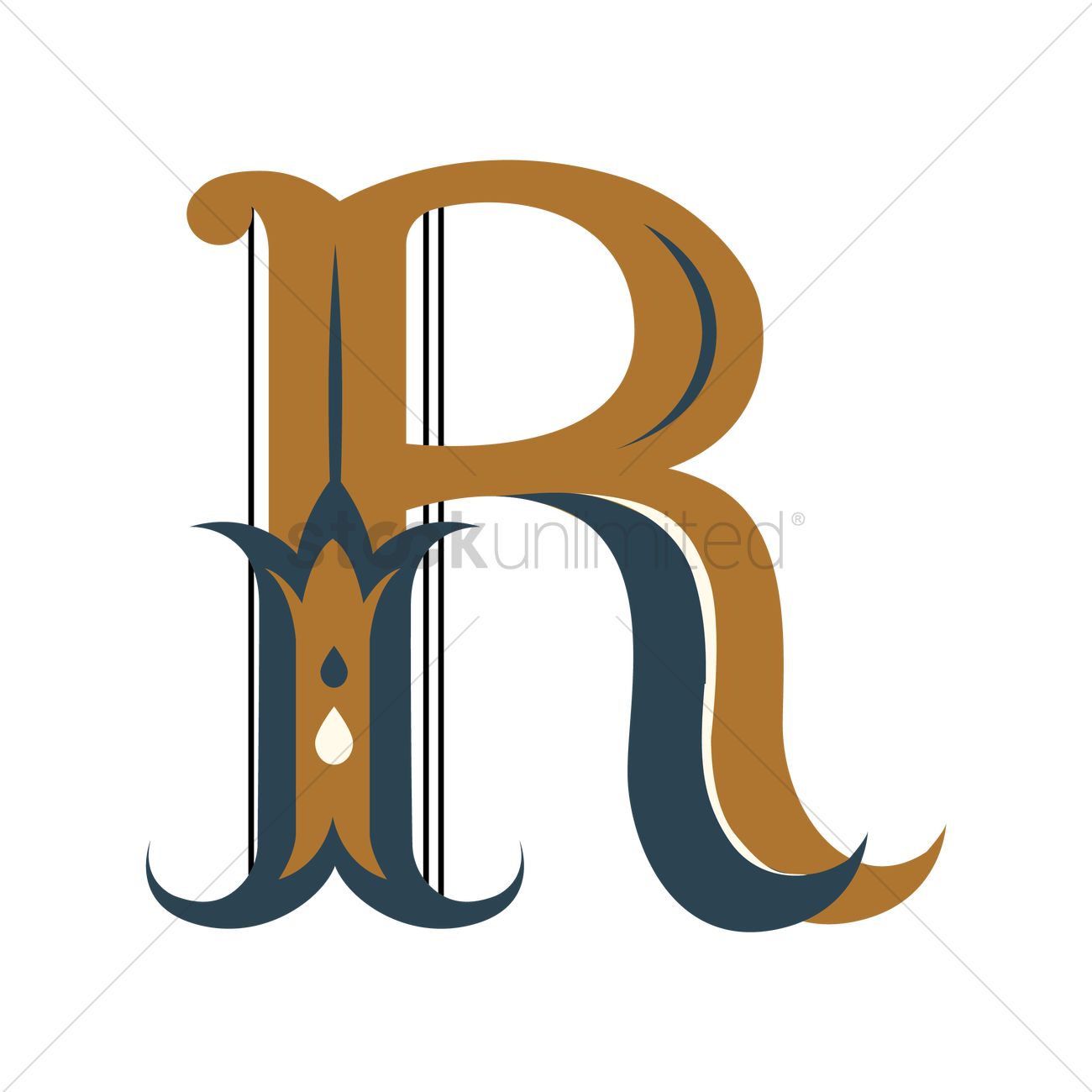 1300x1300 Vintage Letter R Vector Image