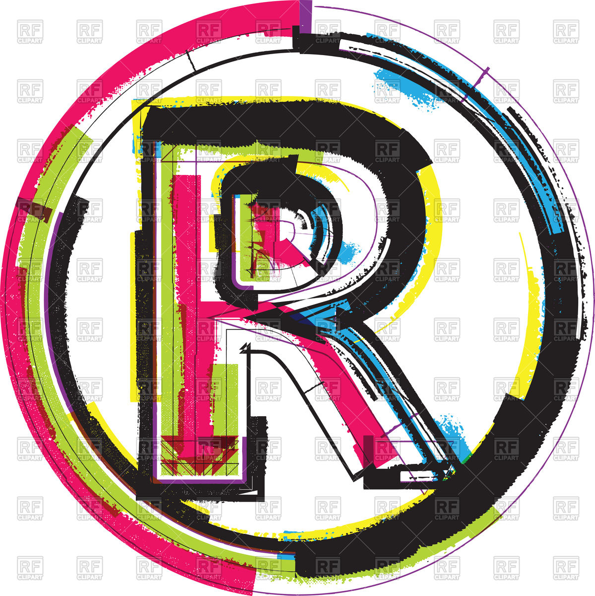 1199x1200 Colorful Grunge Font Letter R Vector Image Of Fonts Type