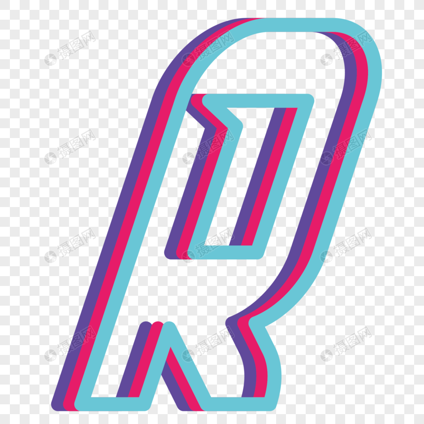 860x860 Creative Collage Abstract English Letter R Vector Elements Png