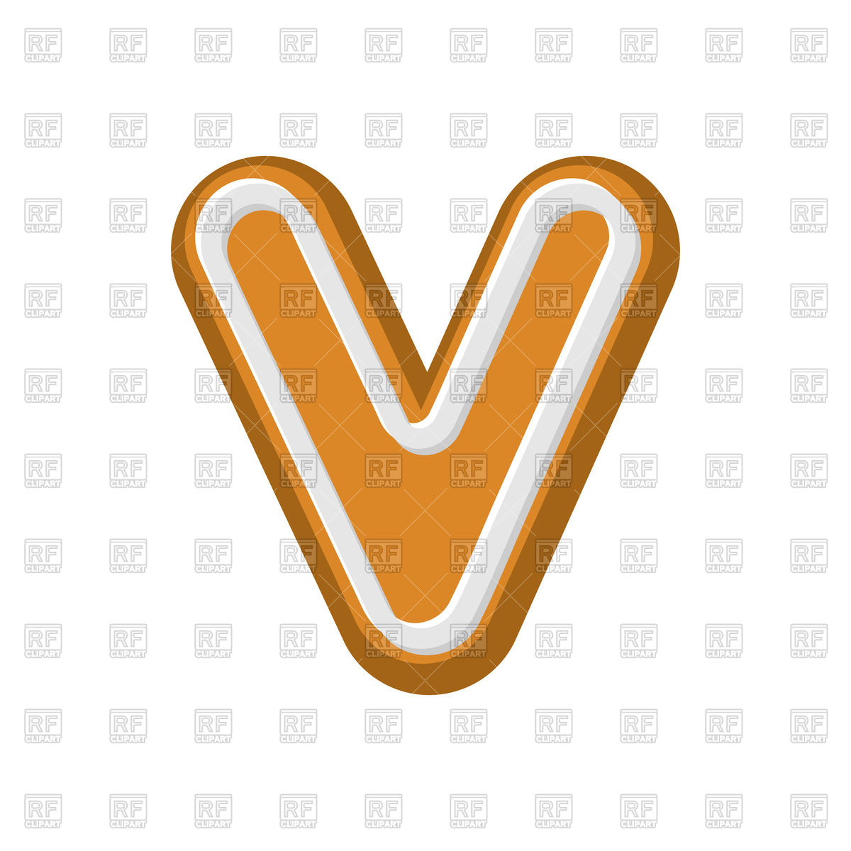 1200x1200 Letter V Gingerbread Font On White Vector Image Of Fonts Type