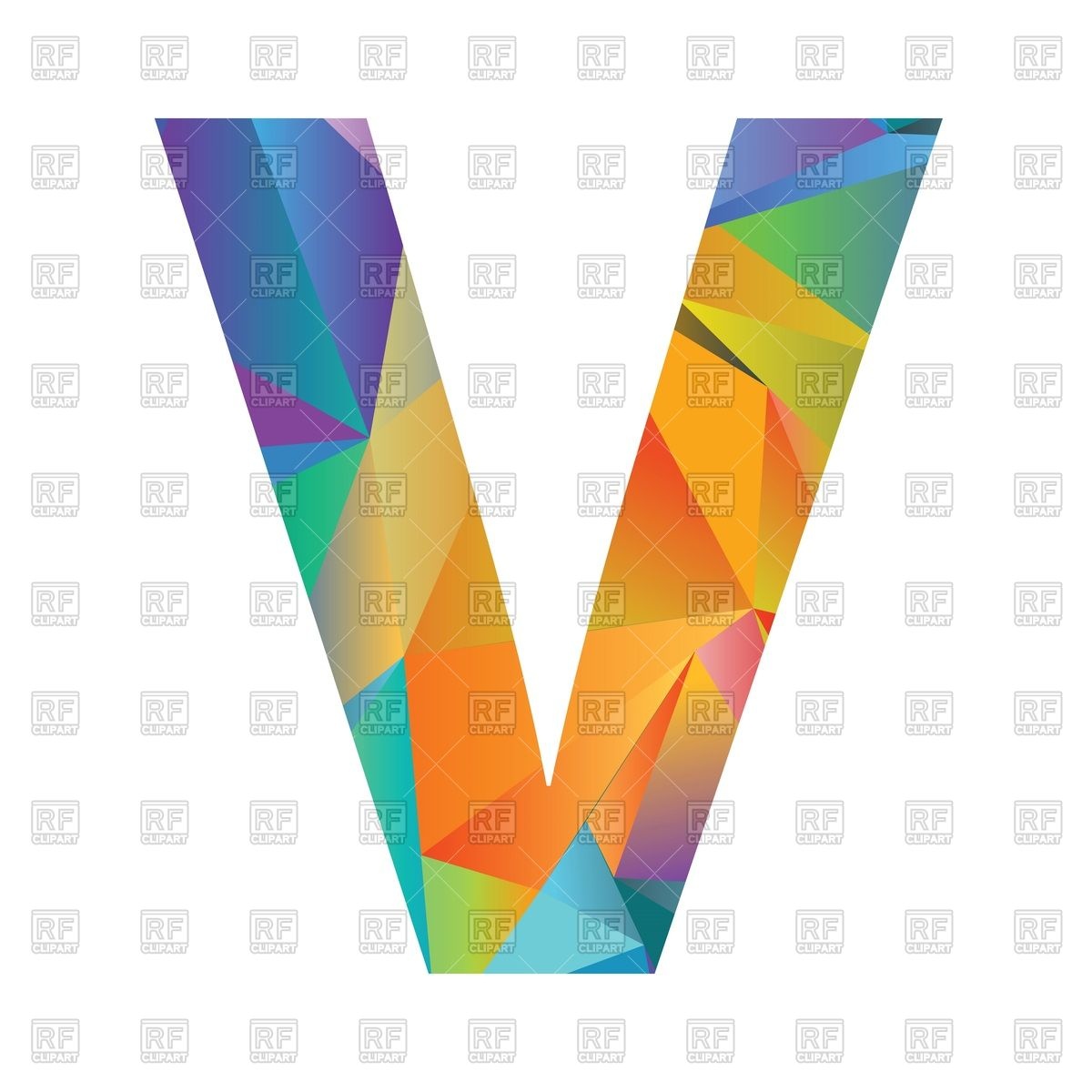 1200x1200 Motley Polygonal Font, Letter V Vector Image Of Signs, Symbols