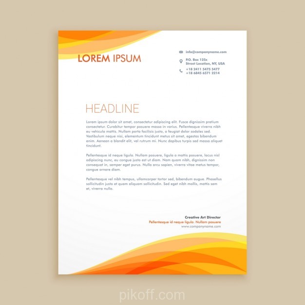 Orange Wave Creative Letterhead Vector Free Download 626x626 Orange Wave Creative Letterhead Vector Free Download