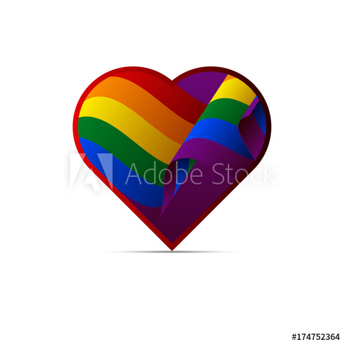 500x500 Heart With Lgbt Flag Rainbow Flag Vector Illustration