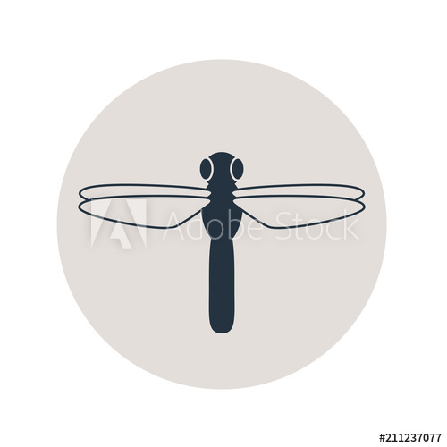 500x500 Icono Plano Libelula En Circulo Gris