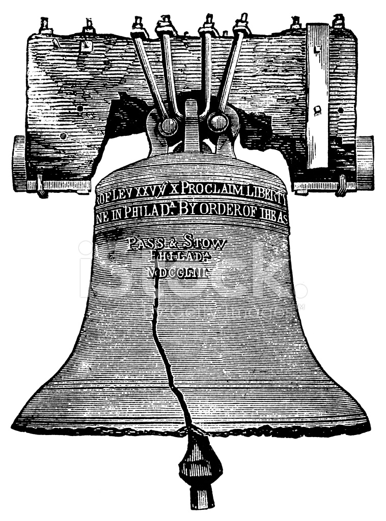 758x1024 Liberty Bell Antique Engraving Stock Vector