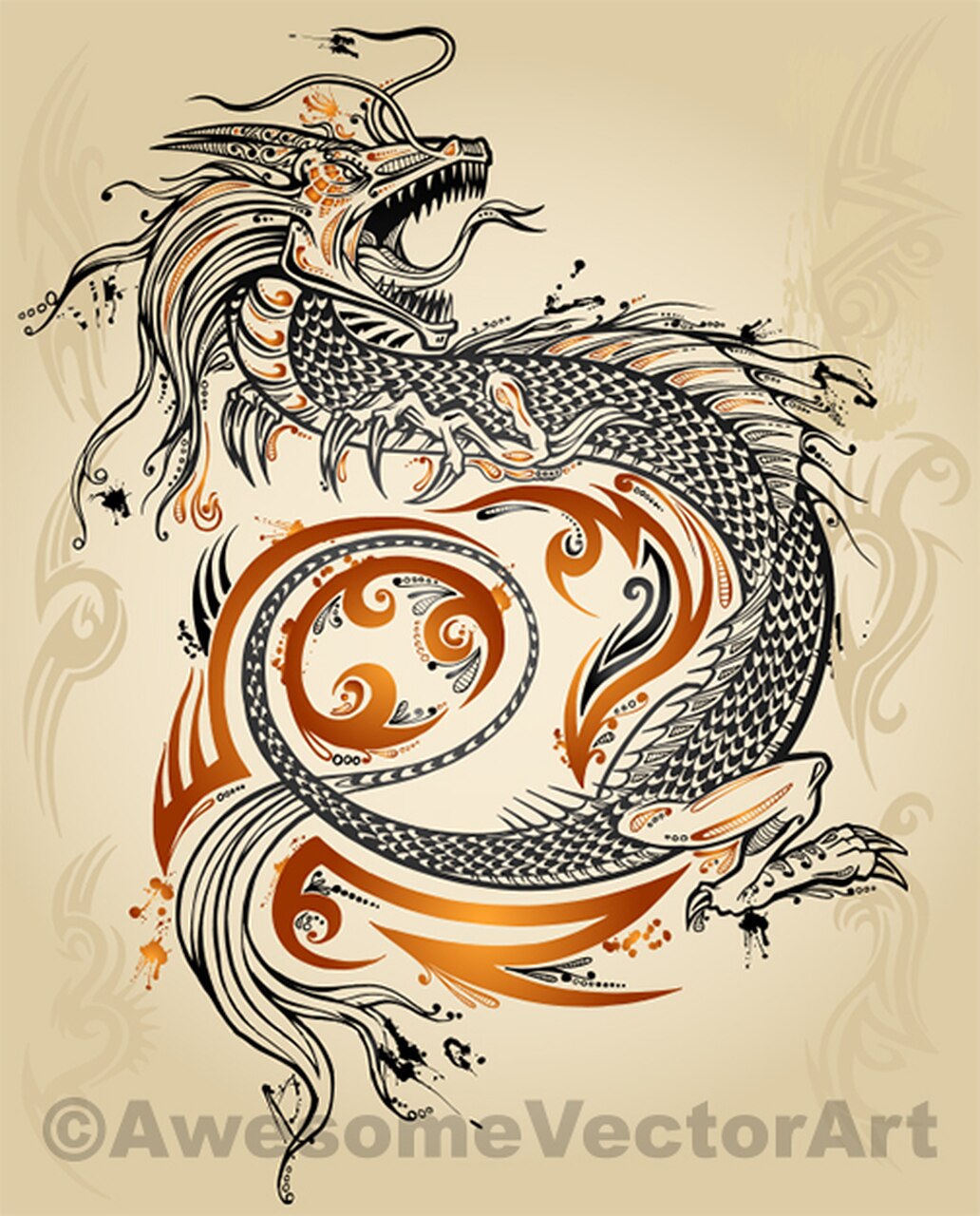 Tattoo Dragon Free Standard License Vector Illustration Set 1032x1280 Tattoo Dragon Free Standard License Vector Illustration Set