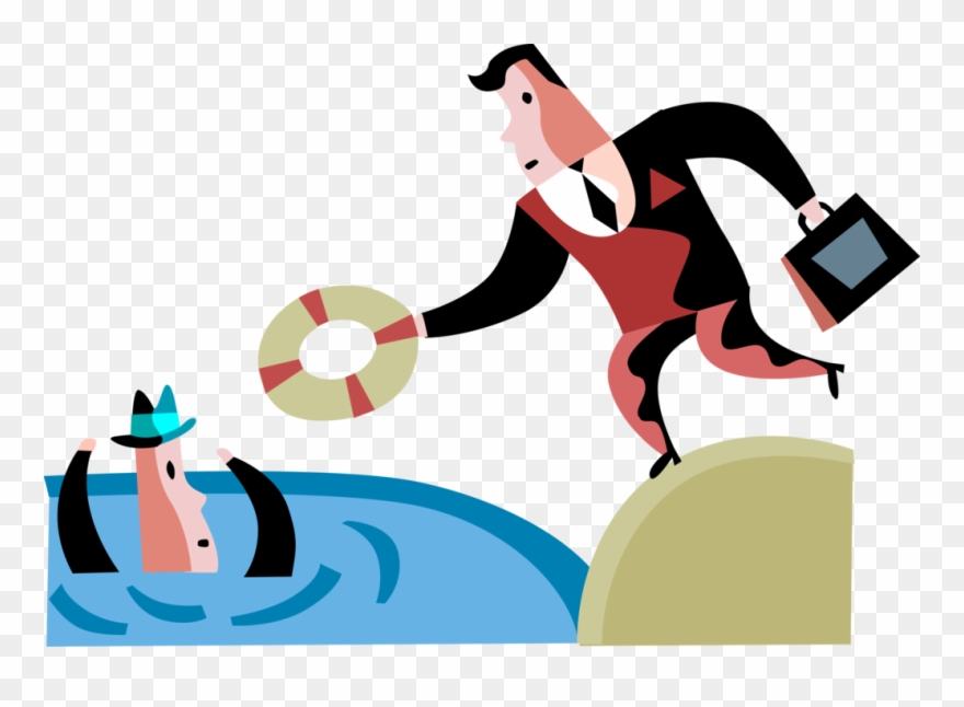 880x646 Vector Illustration Of Businessman Tosses Life Ring Clipart