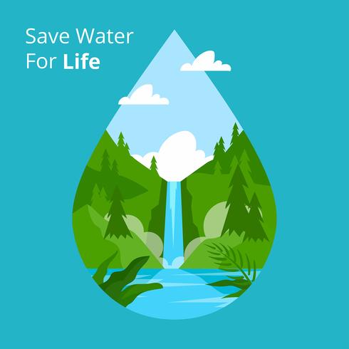 490x490 Save Water For Life Vector