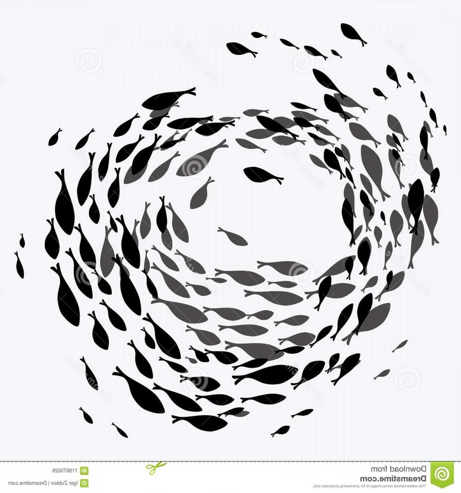 1560x1668 School Fish Group Silhouette Fish Swim Circle Marine Life Vector