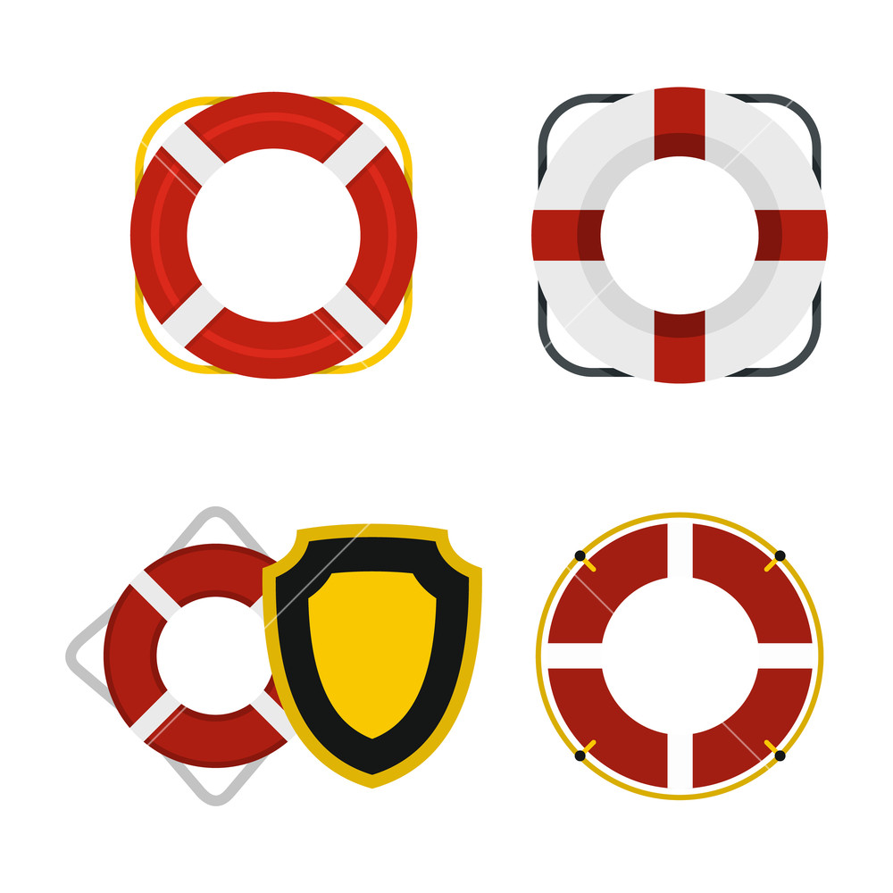 1000x1000 Lifebuoy Icon Set Flat Set Of Lifebuoy Vector Icons For Web