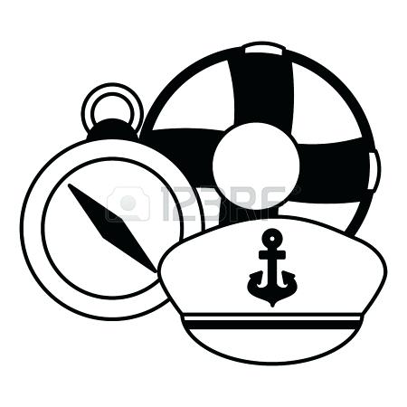 450x450 Maritime Compass Hat And Lifebuoy Vector Illustration Stock Amulet