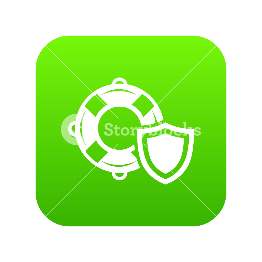 1000x1000 Lifeguard Protection Icon Green Vector Isolated On White