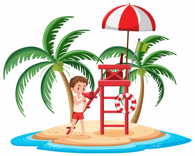 626x500 Isolated Island With Lifeguard Vector Premium Download