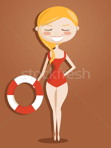 450x600 Retro Cartoon Lifeguard Vector Illustration Karola Kallai