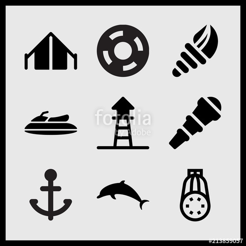 500x500 Simple Set Of Summer Related Tent, Courgette, Telescope