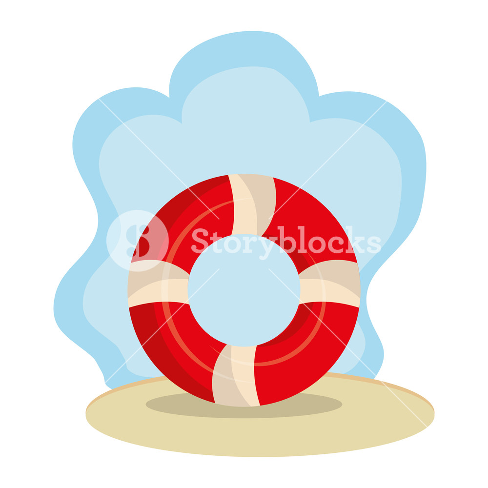1000x1000 Beach Landscape With Float Lifeguard Vector Illustration Design