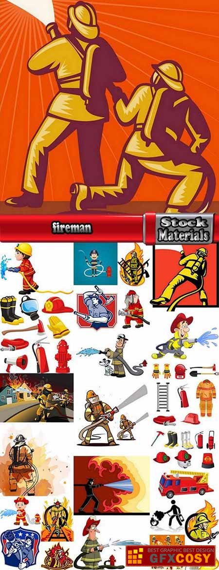450x1169 Fireman Water Hoses Lifeguard Vector Image Free Download