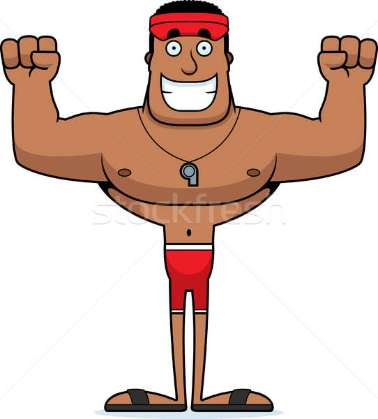 542x600 Cartoon Smiling Lifeguard Vector Illustration Cory Thoman