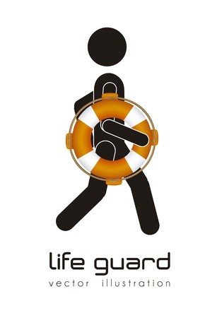 307x450 Illustration Of Silhouette Of Man Lifeguard, Vector Illustration