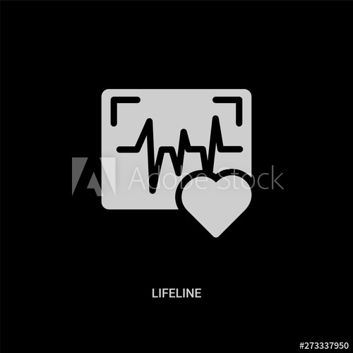 500x500 White Lifeline Vector Icon On Black Background Modern Flat