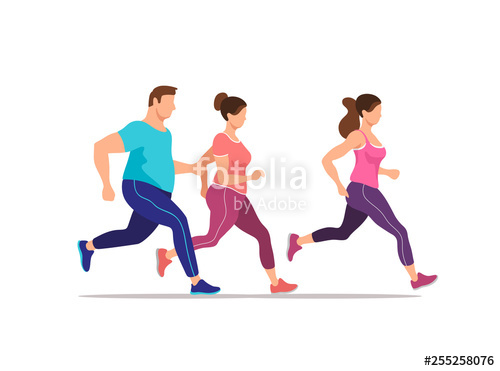 500x371 Healthy Lifestyle Vector Illustration Young People Jogging