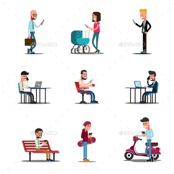 590x590 People Mobile Phones Concept Modern Mobile Lifestyle Vector