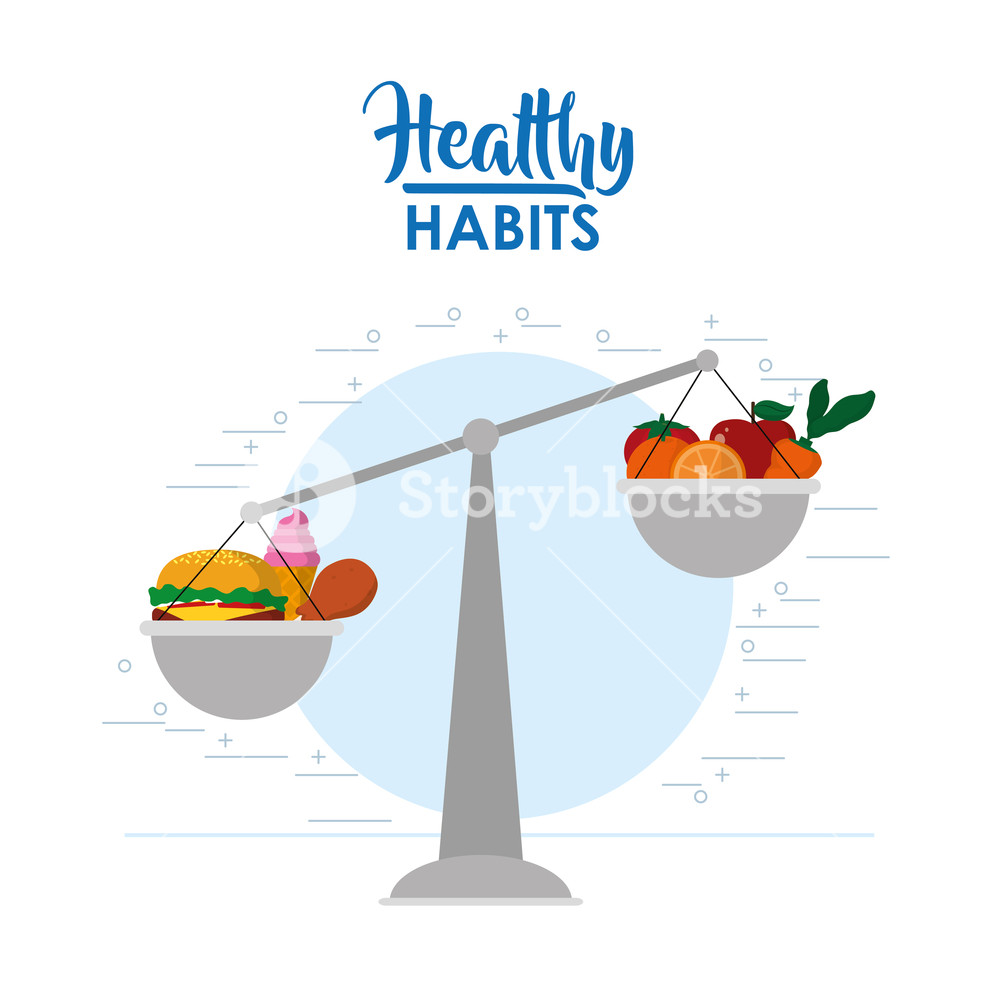 1000x1000 Healthy Habits Lifestyle Vector Illustration Graphic Design
