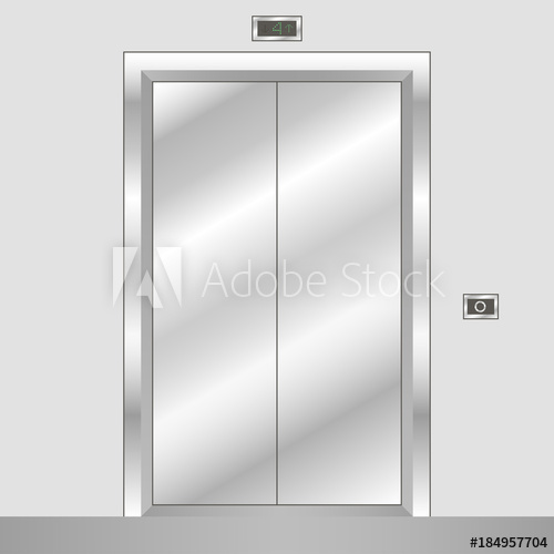 Metal Elevator With Closed Doors Realistic Office Building Lift 500x500 Metal Elevator With Closed Doors Realistic Office Building Lift