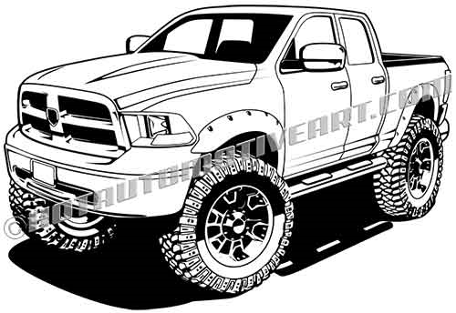 500x344 Dodge Ram Off Road Pickup Truck Vector Clip Art
