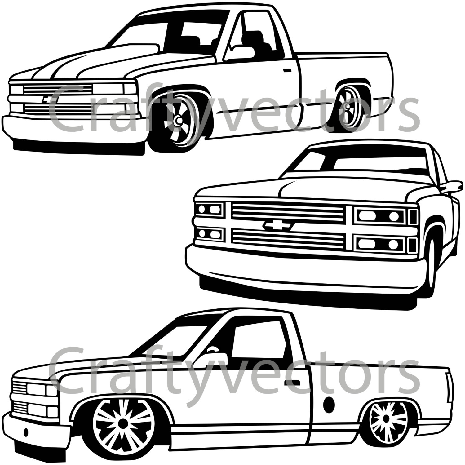 1500x1500 Lifted Chevy Truck Silhouette