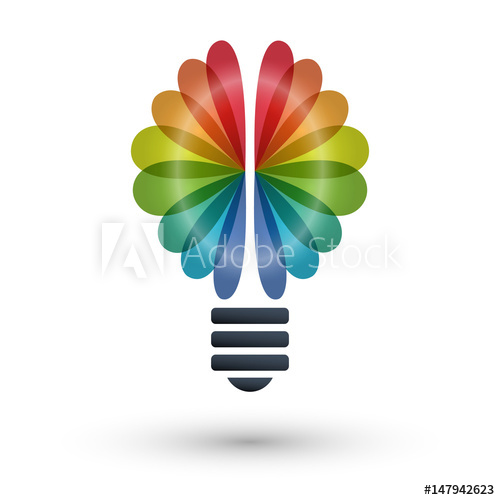 500x500 Rainbow Brain And Light Bulb Logo Vector Icons And Design