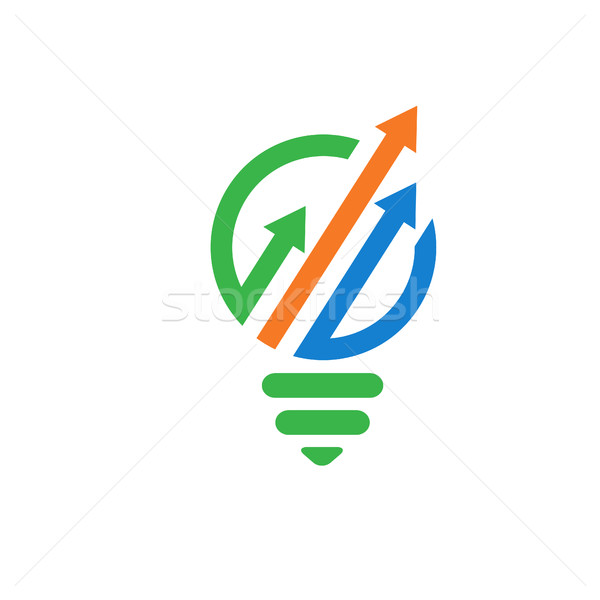 600x600 Arrow Circle With Light Bulb Logo Concept Vector Illustration