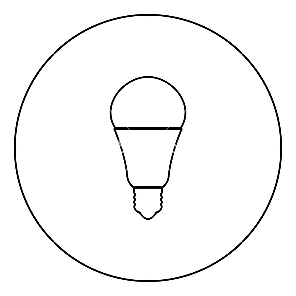 1000x1000 Led Lightbulb Black Icon In Circle Outline Vector Illustration