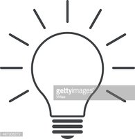 195x200 Light Bulb Outline Vector Icon, Modern Minimal Flat Design Style