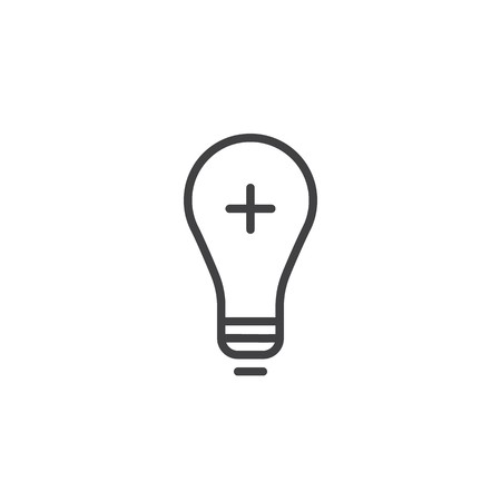 450x450 Light Bulb Add Line Icon, Outline Vector Sign, Linear Style