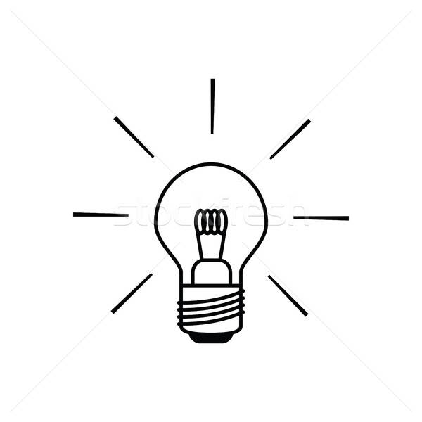 600x600 Light Bulb Icon In Black And White Outlines Vector Illustration
