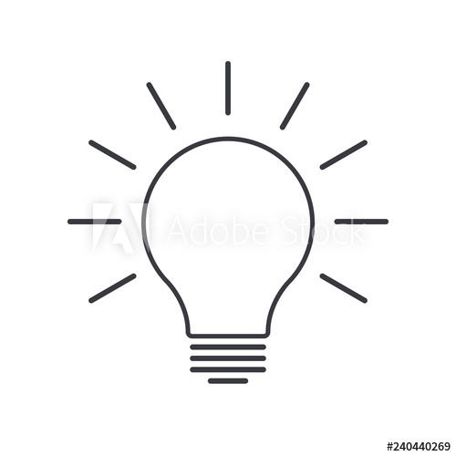 500x500 Light Bulb Outline Icon, Modern Minimal Flat Design Style, Thin