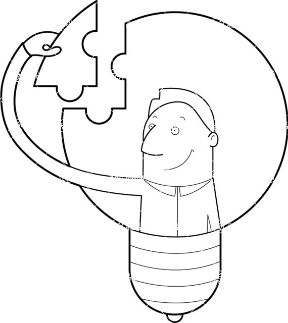 570x640 Man In A Light Bulb Outline Vector Illustration Graphicmama