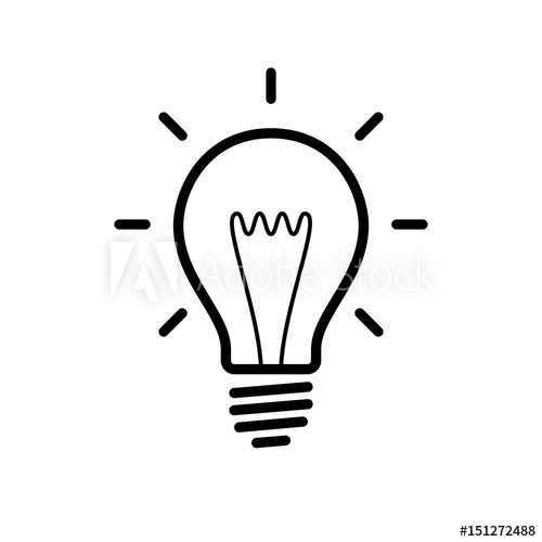 500x500 Light Bulb Icon Black, Minimalist Icon Isolated On White
