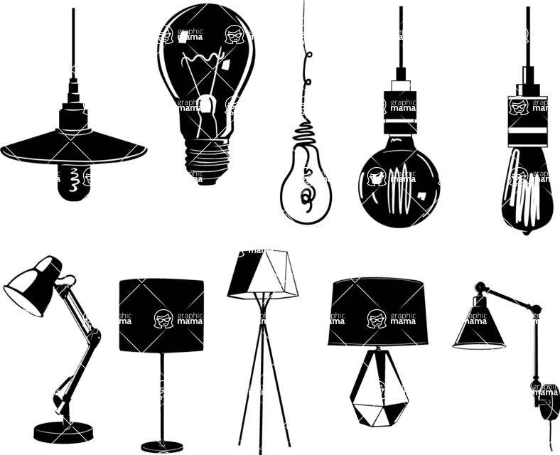 788x640 Vector Silhouettes Mega Bundle Graphicmama Vector Light Bulbs