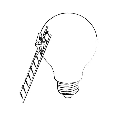 450x450 Businesswoman Climbing Wooden Stairs In A Big Light Bulb