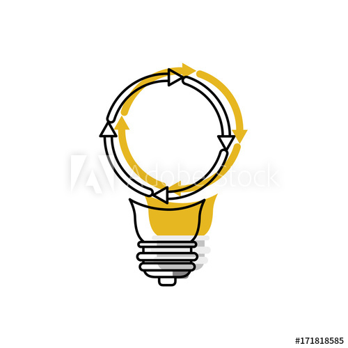 500x500 Light Bulb With Reload Icon In Watercolor Silhouette Vector