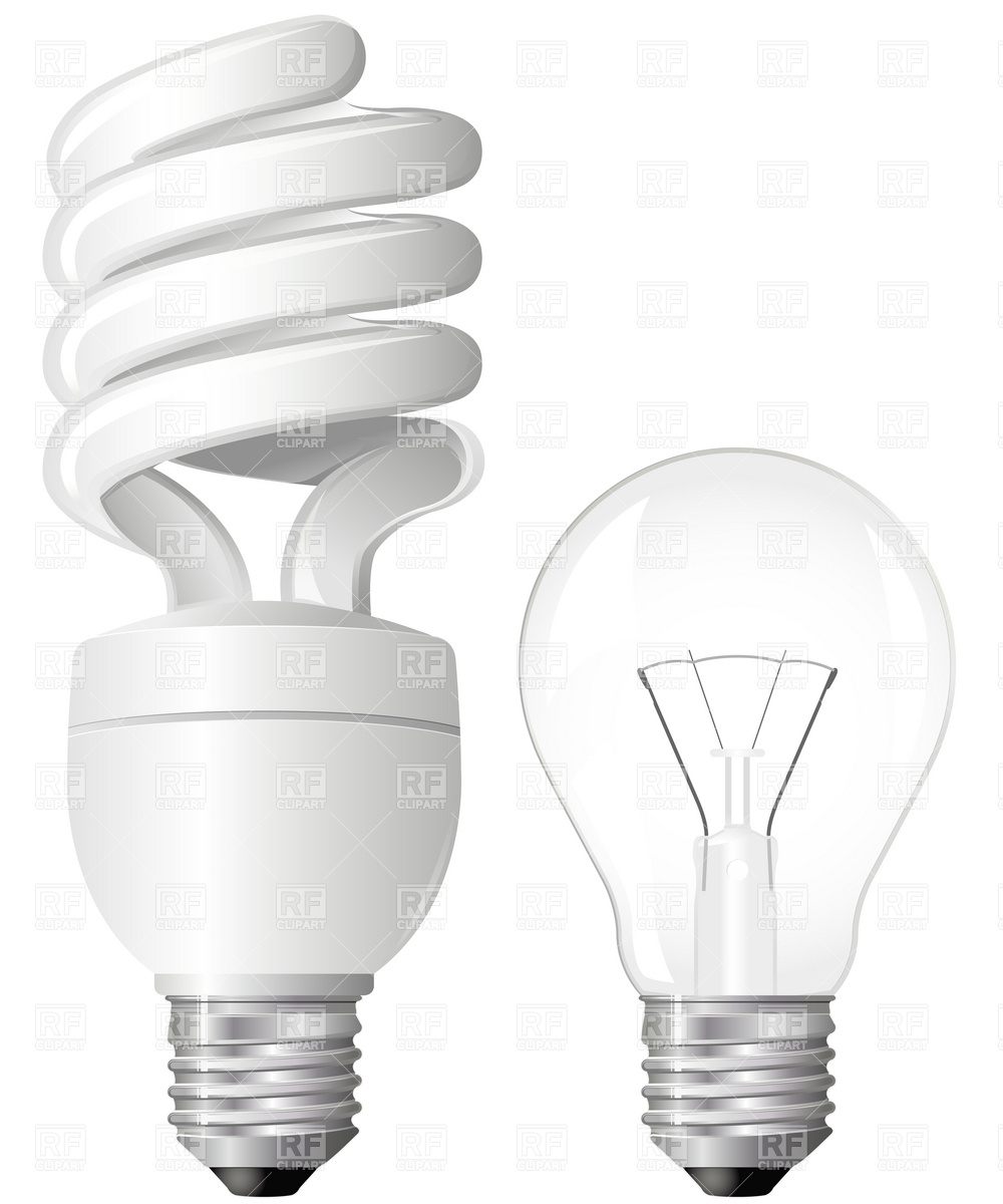 1000x1200 Energy Efficient Fluorescent Light Bulbs Vector Image Of Objects