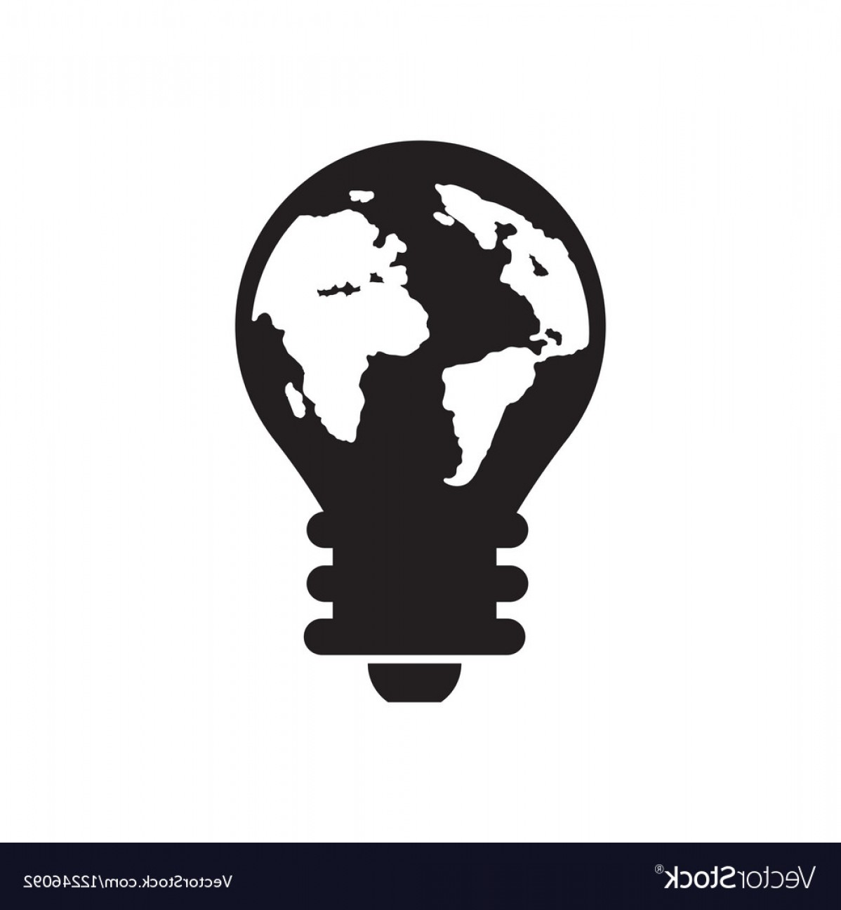 1198x1296 Flat Icon In Black And White Earth Lightbulb Vector Lamaison