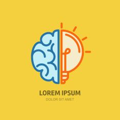 235x235 Vector Icon With Brain And Light Bulb Vector Art Illustration