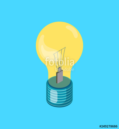 460x500 Electric Light Bulb Vector Realistic Icon Fluorescent Lightbulb