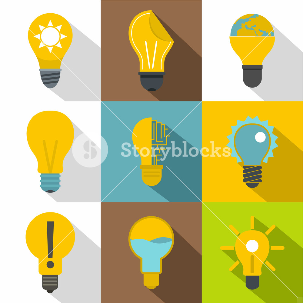 Light Bulb Icons Set Flat Set Of Light Bulb Vector Icons 1000x1000 Light Bulb Icons Set Flat Set Of Light Bulb Vector Icons